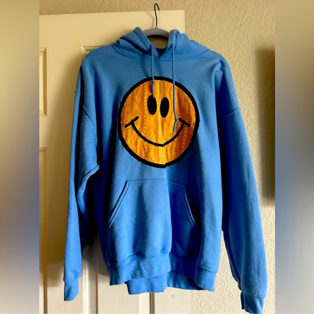 Vibrant Blue Smiley Face Hoodie